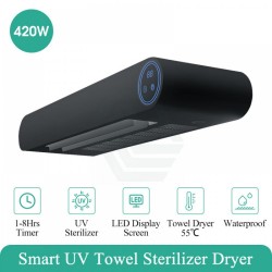 Bathroom UV Sterilizer Heated Towel Dryer Disinfection Black Intelligent Timer 600x170x80mm Bathroom UV Sterilizer Heated Towel Dryer Disinfection Black Intelligent Timer 600x170x80mm